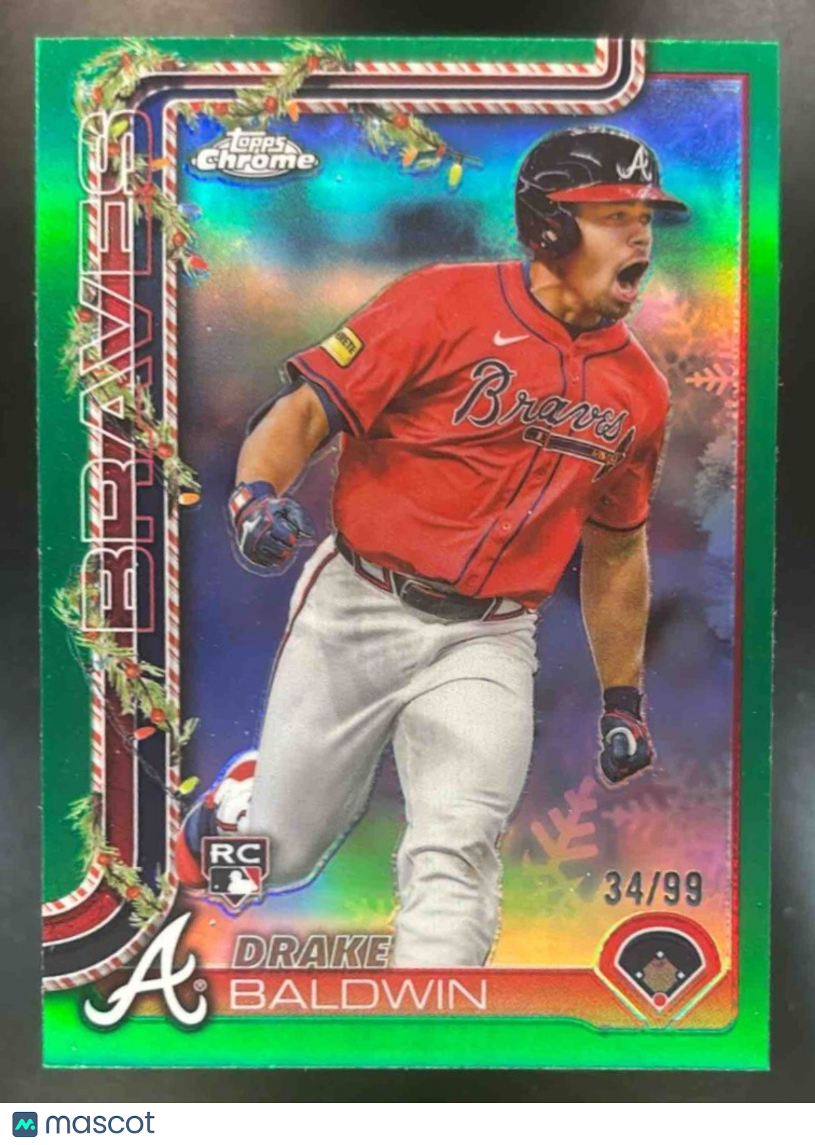2025 Topps Holiday Drake Baldwin Chrome Green /99 #HC60 RC Atlanta Braves
