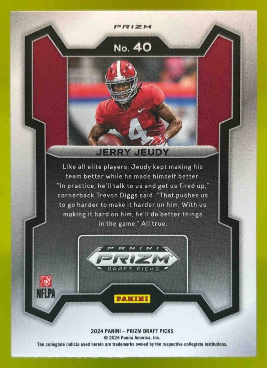 2024 Panini Prizm Collegiate Draft Pick Jerry Jeudy Purple Wave #40 Crimson Tide