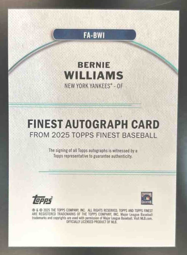 2025 Topps Finest Bernie Williams Auto Gold /50 #FA-BWI New York Yankees