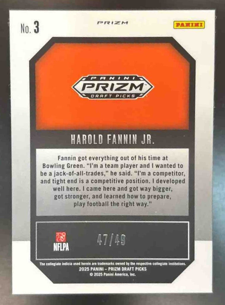 2025 Panini Prizm Draft Picks Harold Fannin Jr. New Recruits Green Pulsar /49 #3