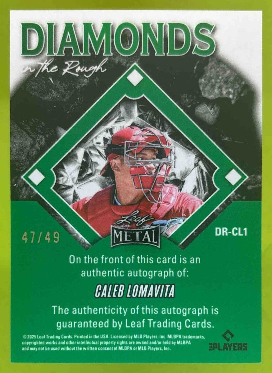 2025 Leaf Metal Caleb Lomavita Diamond in the Rough Auto Silver /49