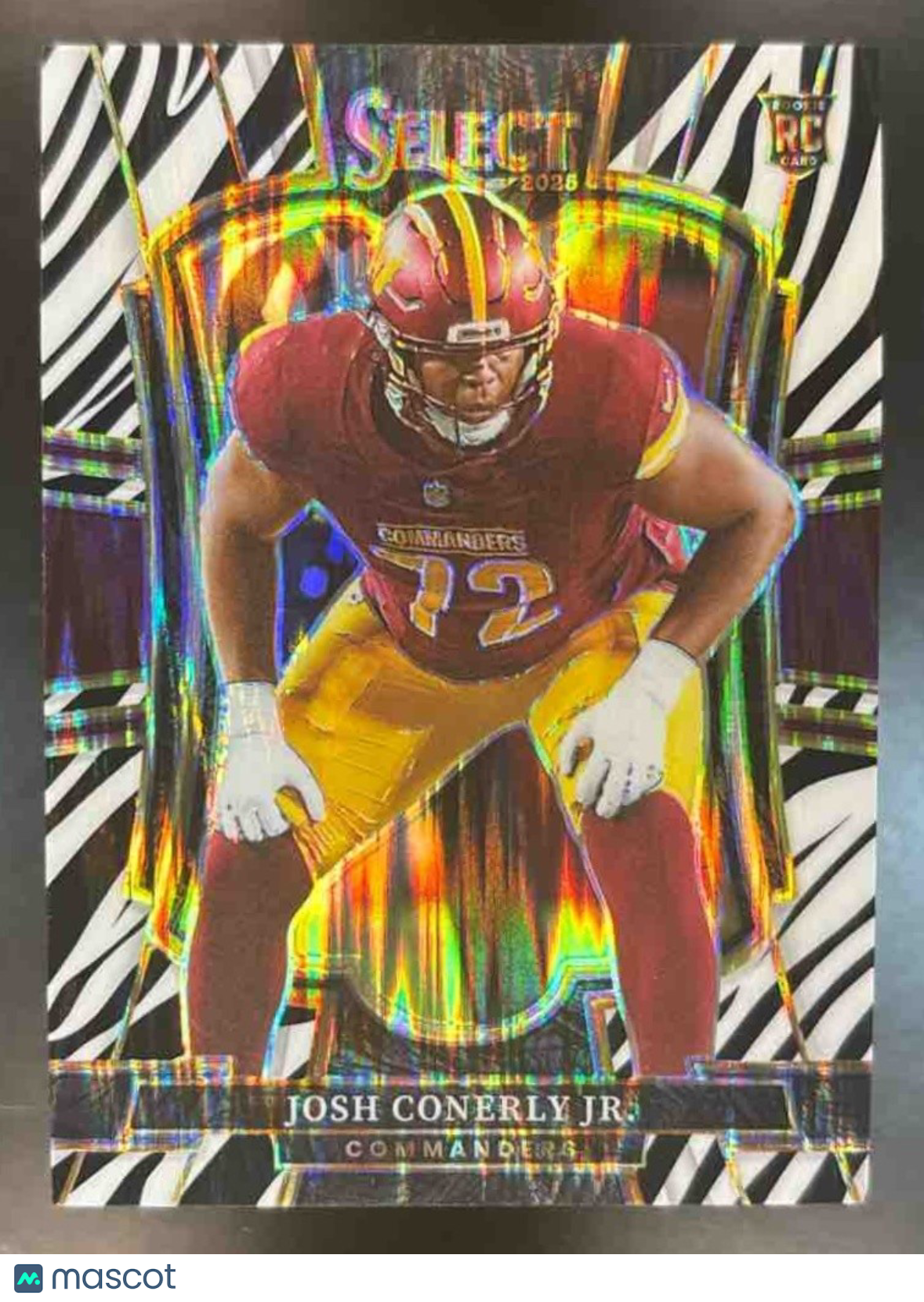 2025 Panini Select Josh Conerly Jr. Zebra Prizm Shock #187 Washington Commanders