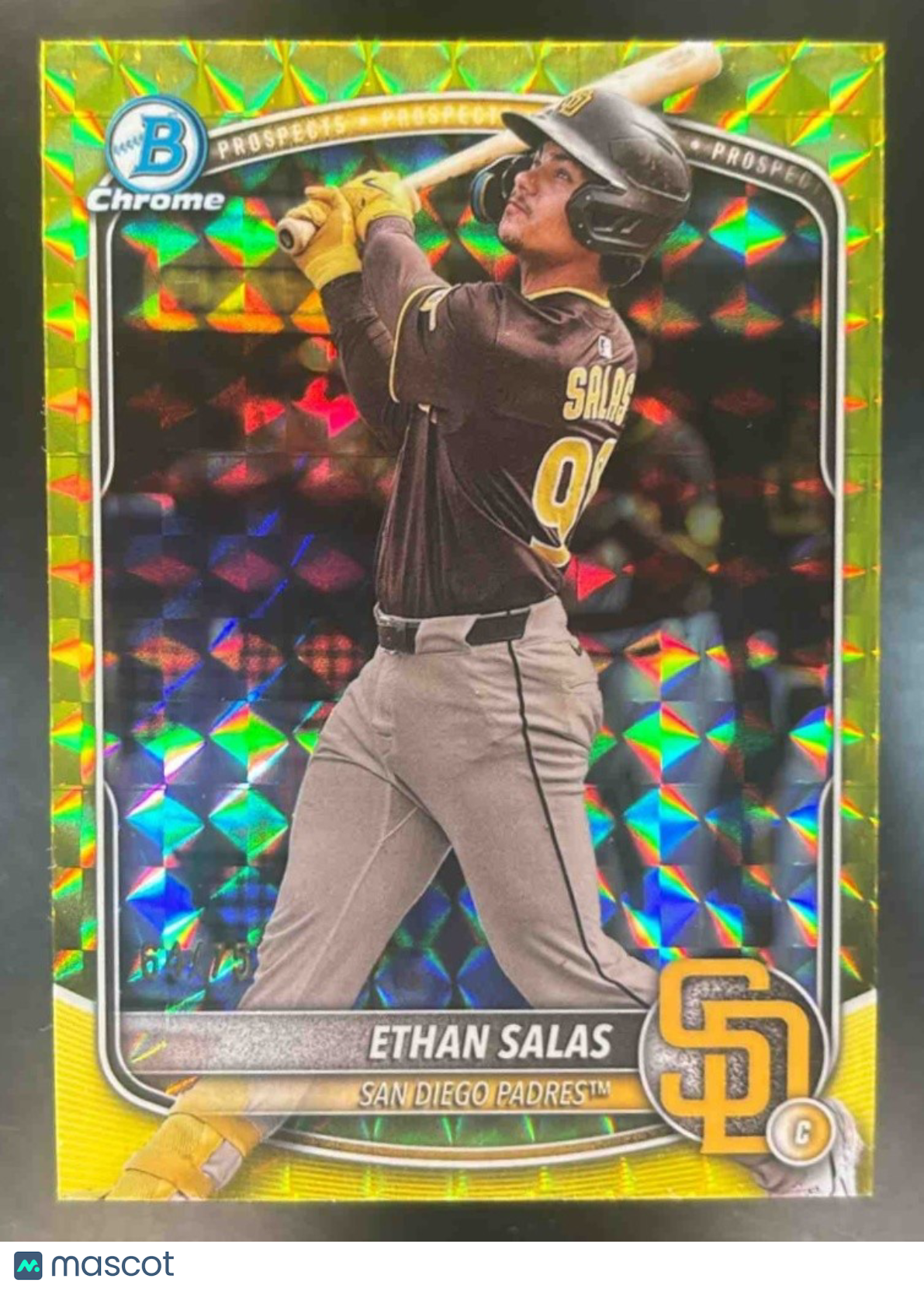 2025 Bowman Chrome Ethan Salas Prospects Yellow Geometric /75 #BCP-169 Padres