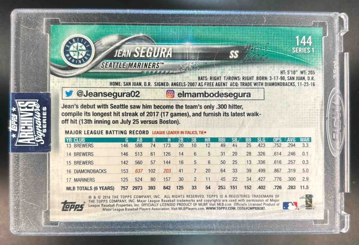 2020 Topps Archives Signature Series Jean Segura Auto /75 Seattle