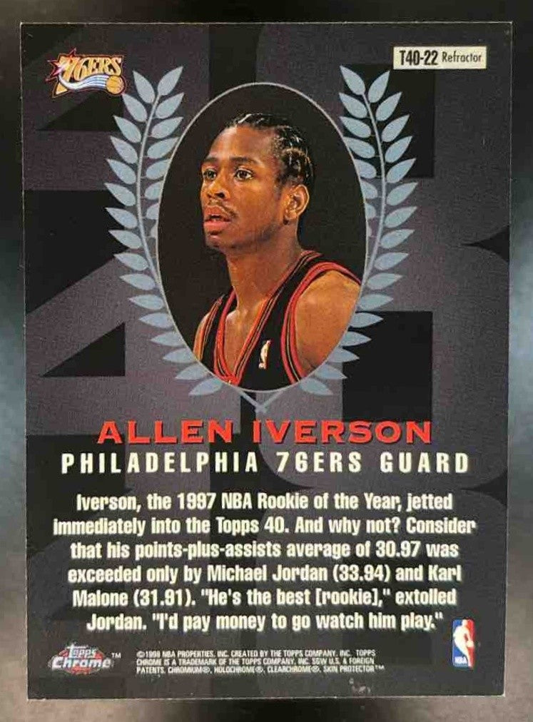 1997-98 Topps Chrome Allen Iverson 40 Refractor #T40-22 Philadelphia 76ers
