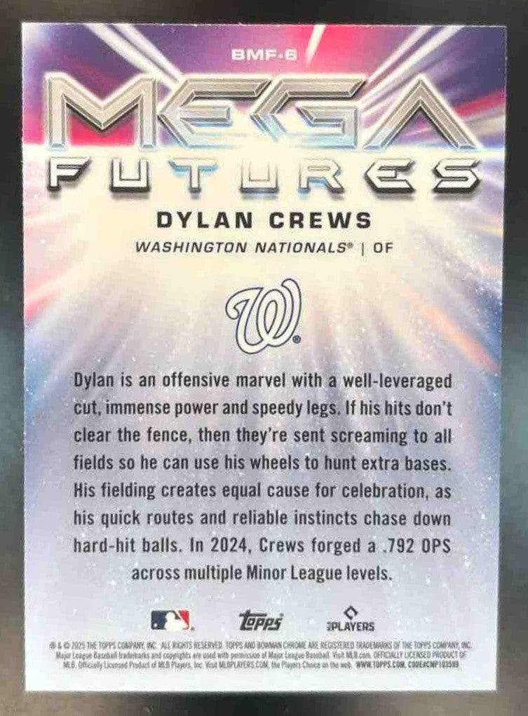 2025 Bowman Dylan Crews Mega Futures Chrome #BMF-6 RC Washington Nationals