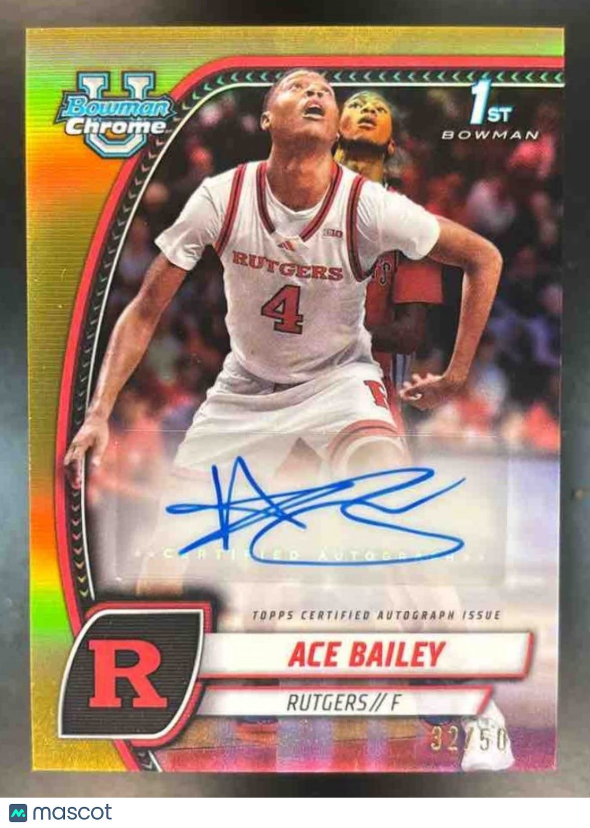 2024-25 Bowman University Chrome Ace Bailey Gold Refractor Auto /50 #1