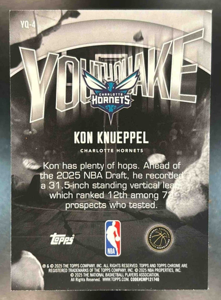 2025-26 Topps Chrome Kon Knueppel Youthquake #YQ-4 RC Charlotte Hornets