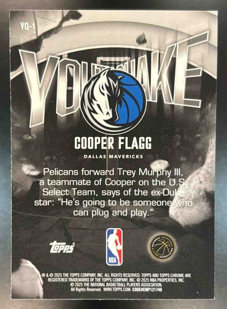 2025-26 Topps Chrome Cooper Flagg Youthquake #YQ-1 RC Dallas Mavericks