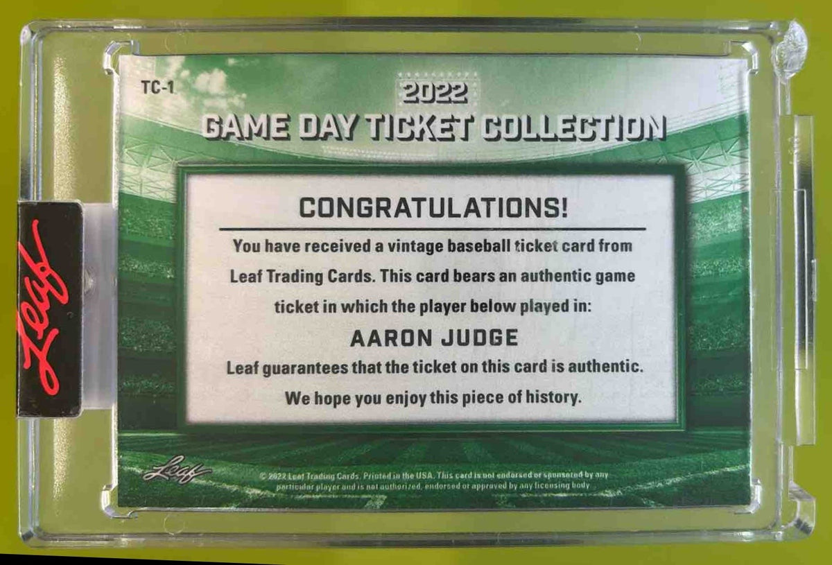 Aaron Judge Game Day Ticket Collection 2022 Leaf #TC-1 Yankees