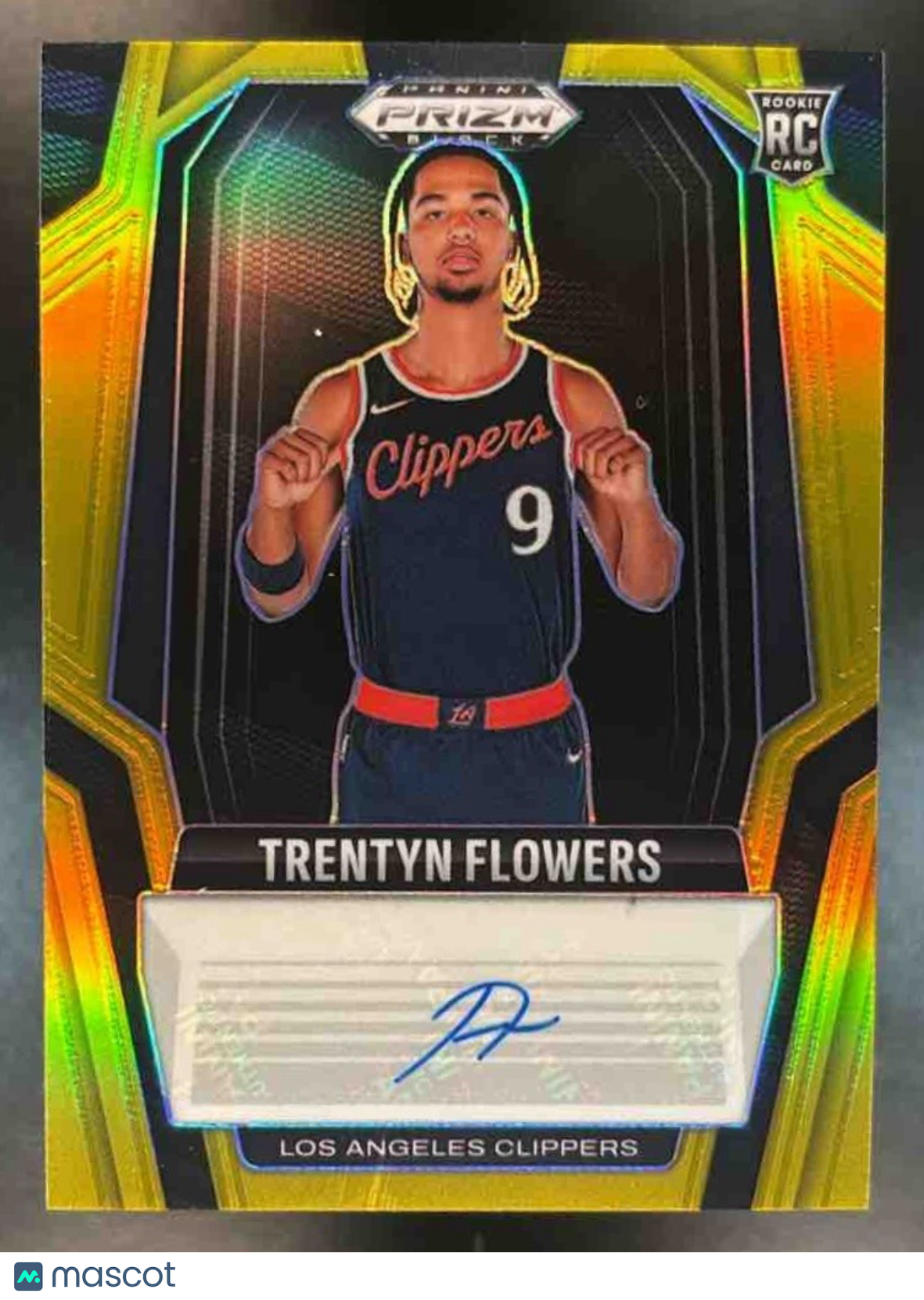 2024-25 Panini Prizm Black Trentyn Flowers Gold Auto /10 RC Los Angeles Clippers