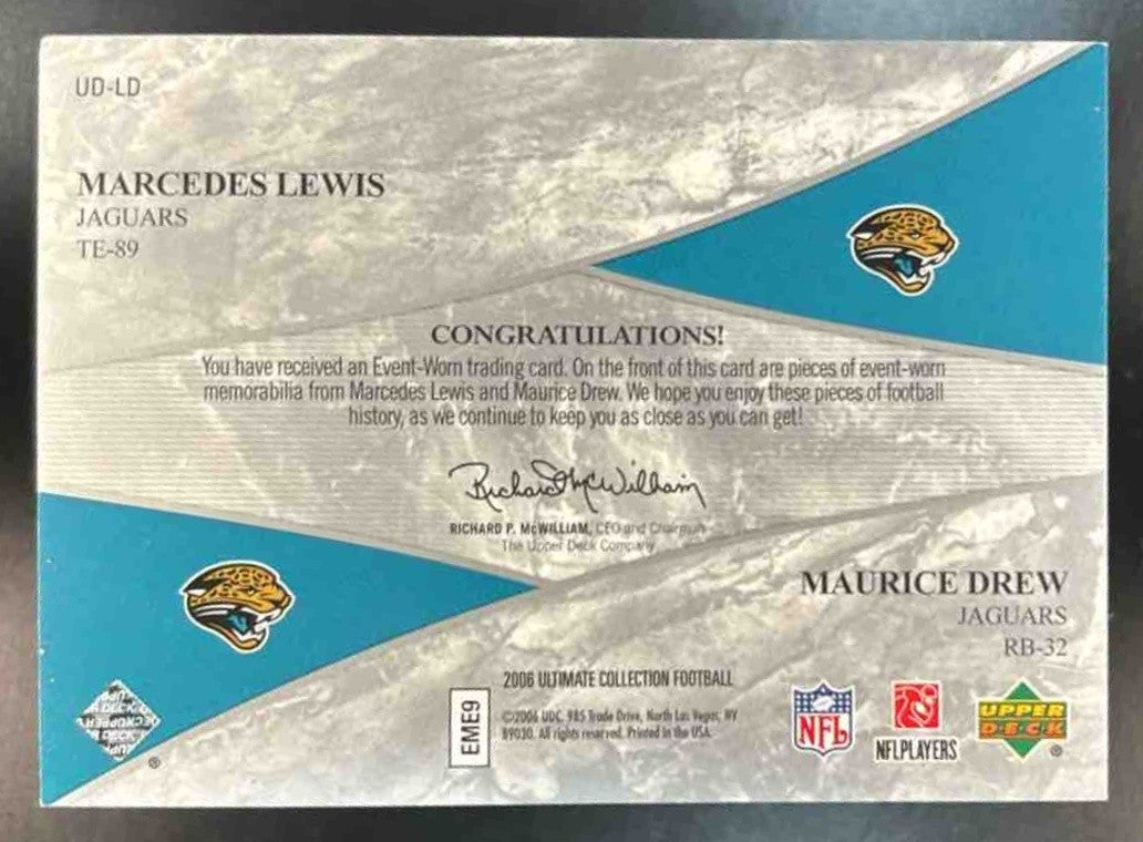 2006 Upper Deck Ultimate Collection Marcedes Lewis Maurice Drew Dual Patch /50