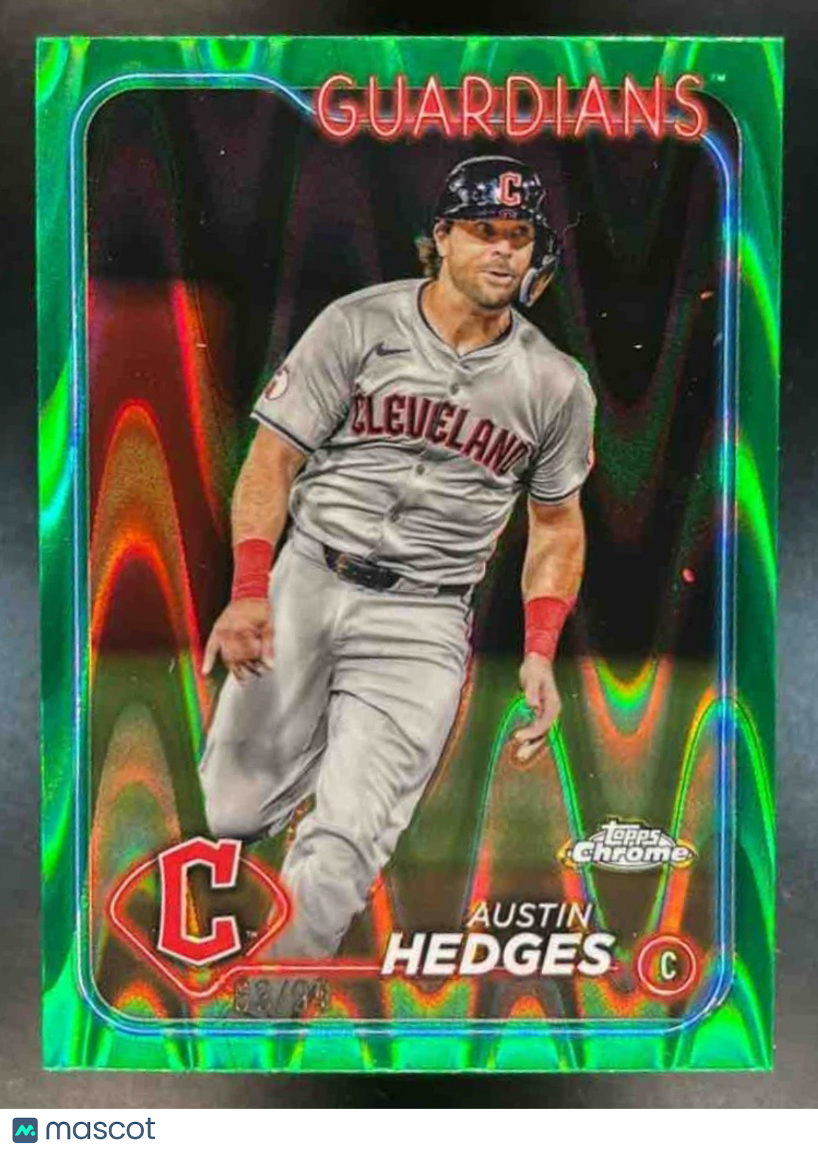 2024 Topps Chrome Update Austin Hedges Wave Green /99 #USC123 Cleveland Guardian