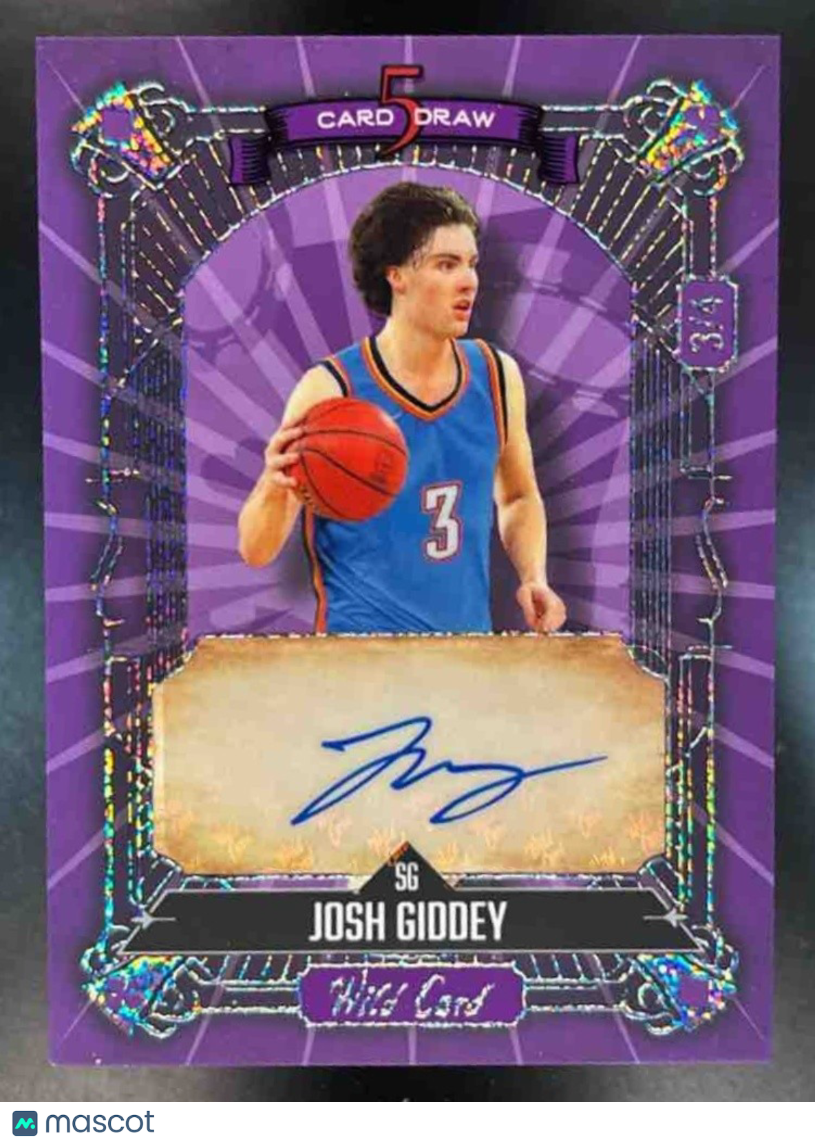 2024 Wild Card Five Draw Josh Giddey Purple Auto /4