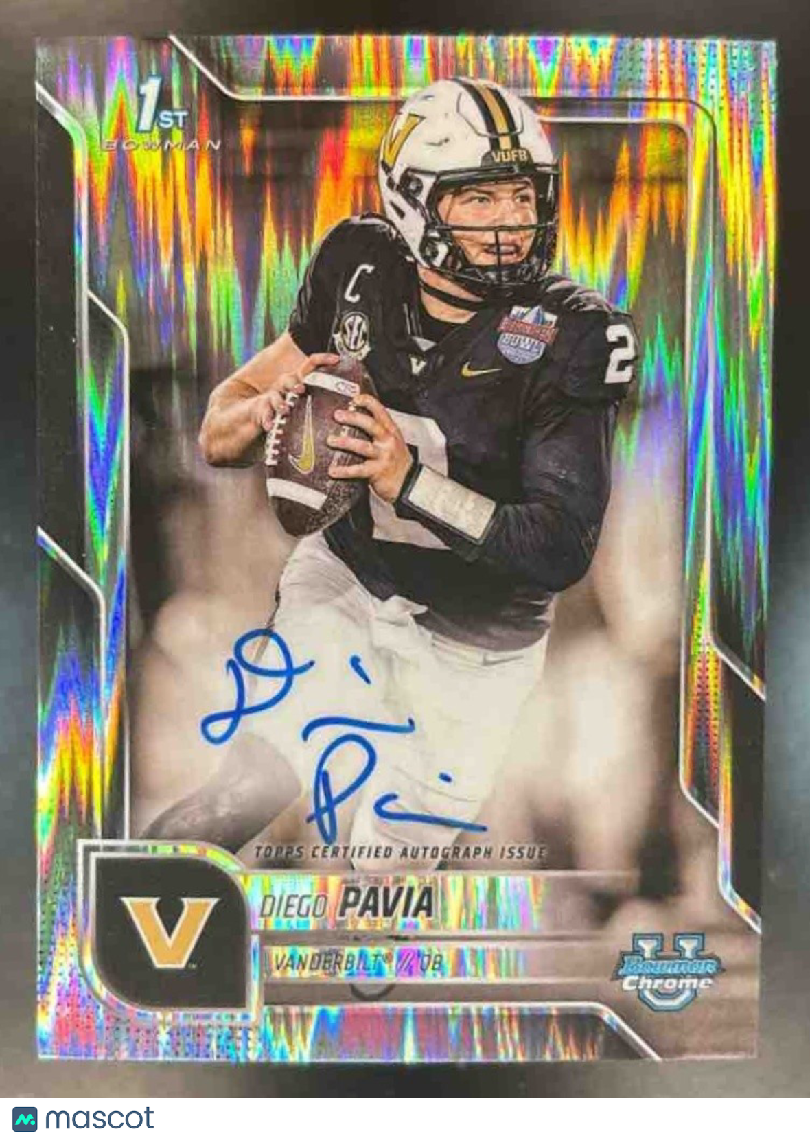 2025 Bowman Chrome University Diego Pavia Prospect Auto Stealth Refractor