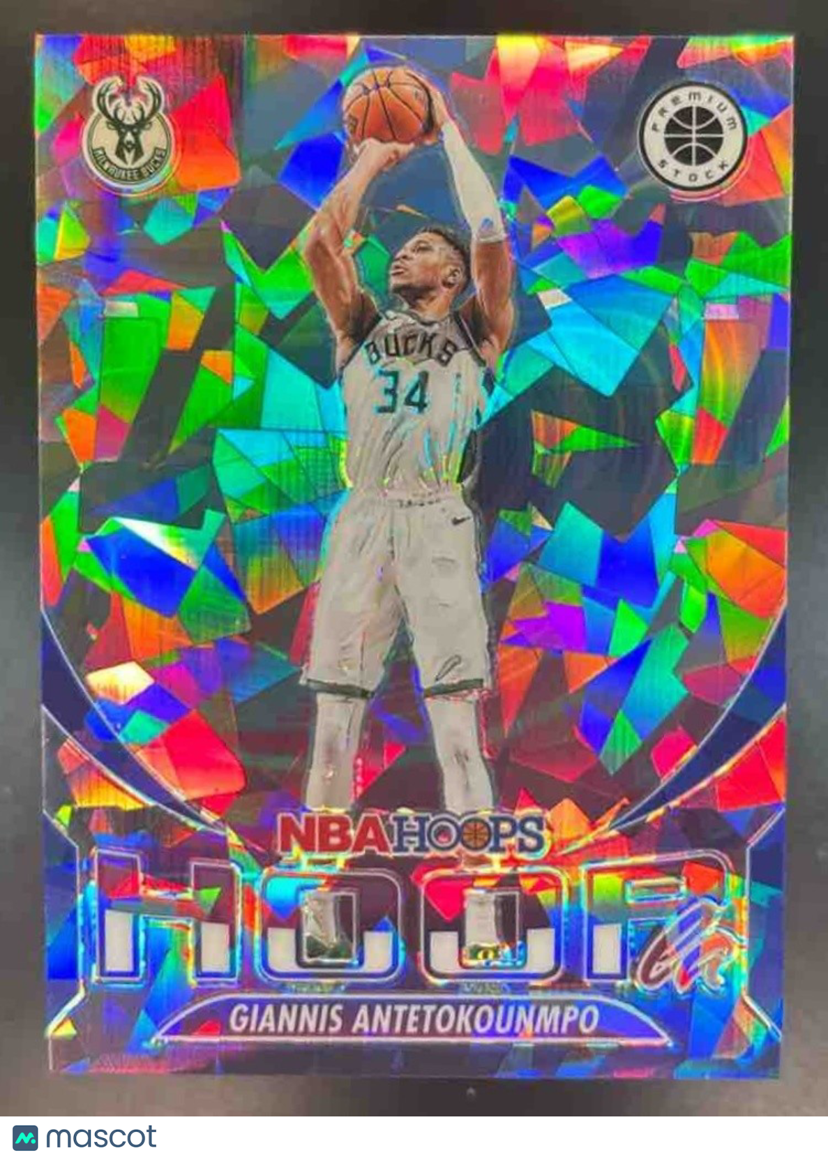 2023-24 Hoops Premium Stock Giannis Antetokounmpo Hoopla Red Ice /99 #9 Bucks