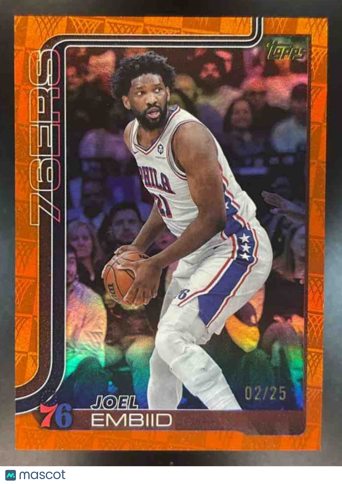2025-26 Topps Joel Embiid Season Tip-Off Orange Foil /25 #22 Philadelphia 76ers