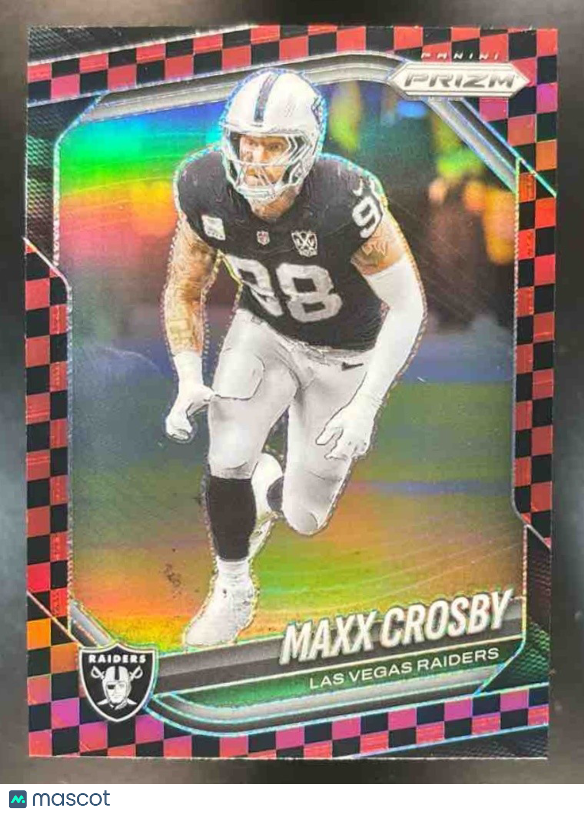 2025 Panini Prizm Maxx Crosby Black & Red Checker #195 Las Vegas Raiders