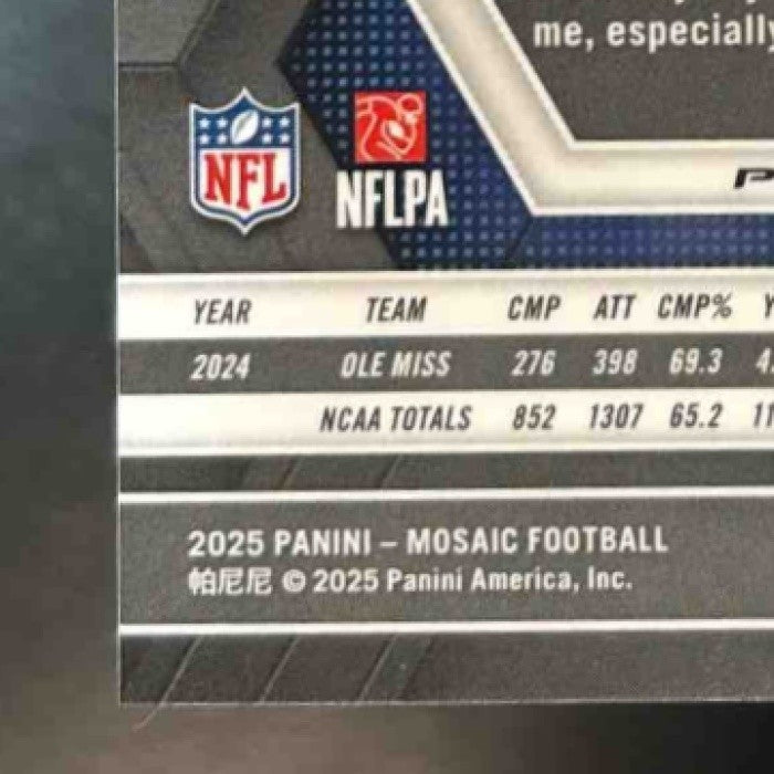 2025 Mosaic Jaxson Dart Rookie Variation Reactive Blue #288 RC New York Giants