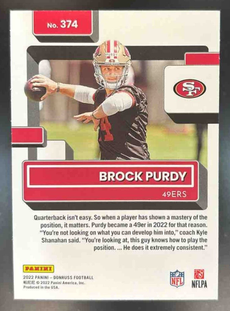 2022 Panini Donruss Brock Purdy Red Press Proof #374 RC San Francisco 49ers