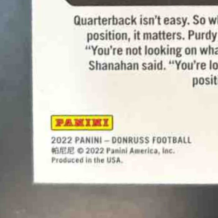 2022 Panini Donruss Brock Purdy Blue Press Proof #374 RC San Francisco 49ers