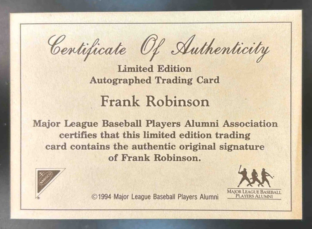 1994 Nabisco All-Star Legends Auto Frank Robinson #NNO Baltimore Orioles