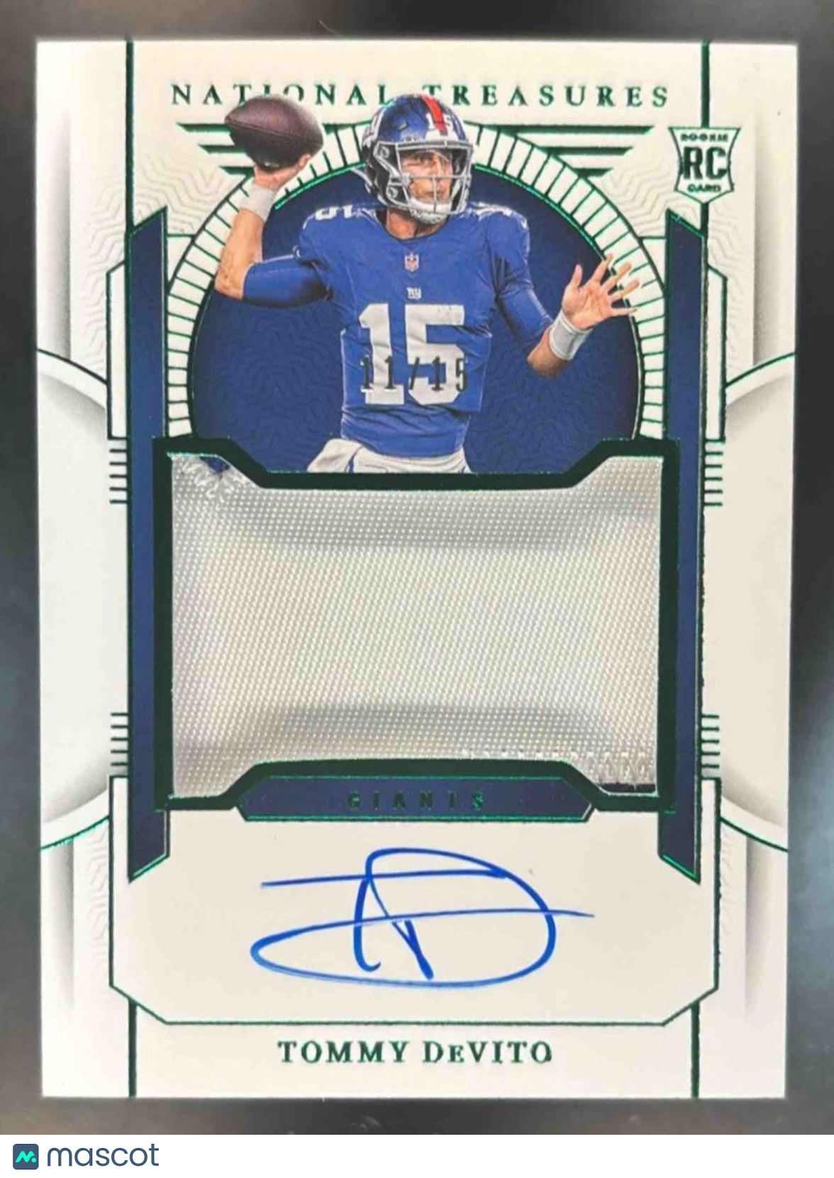 2023 National Treasures Tommy DeVito Rookie Patch Auto /15 #200 New York Giants