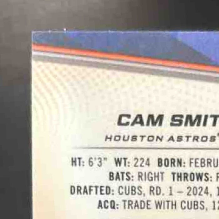2025 Bowman's Best Cam Smith Blue Refractor /150 #29 RC Houston Astros