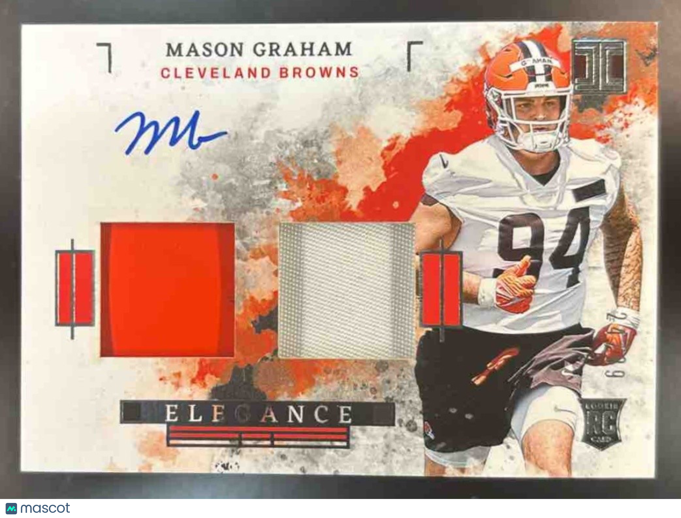 2025 Impeccable Mason Graham Elegance Dual Patch Auto /89 MEM RC Cleveland Brown