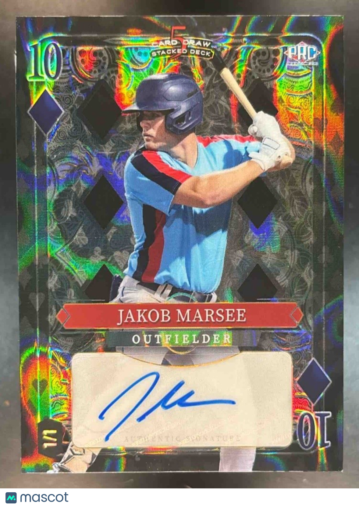 2024 Five Card Stacked Deck 1/1 Auto Jakob Marsee Black 10 Diamonds
