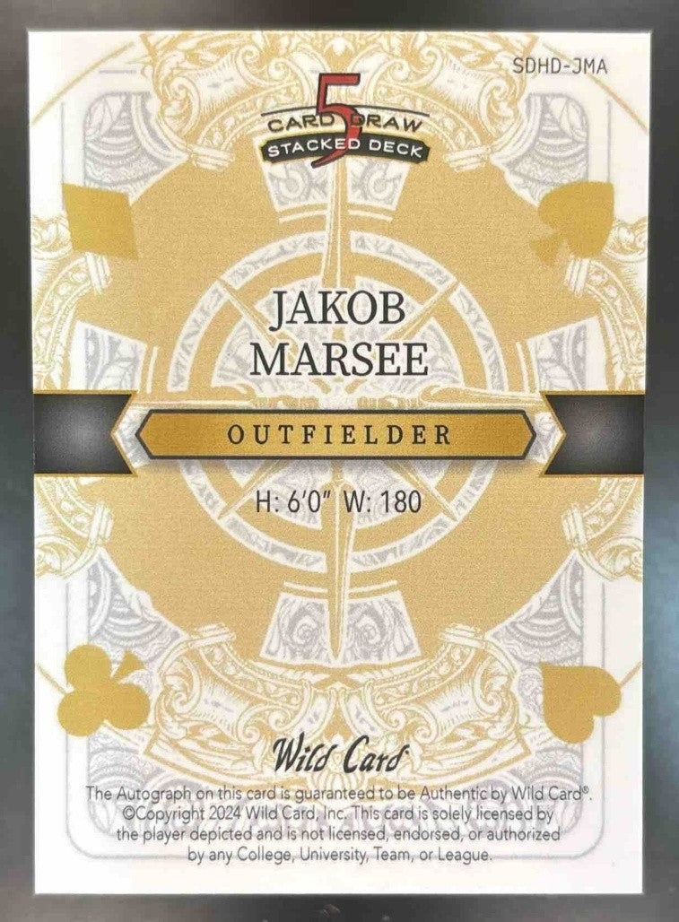 2024 Five Card Stacked Deck 1/1 Auto Jakob Marsee Black 10 Diamonds