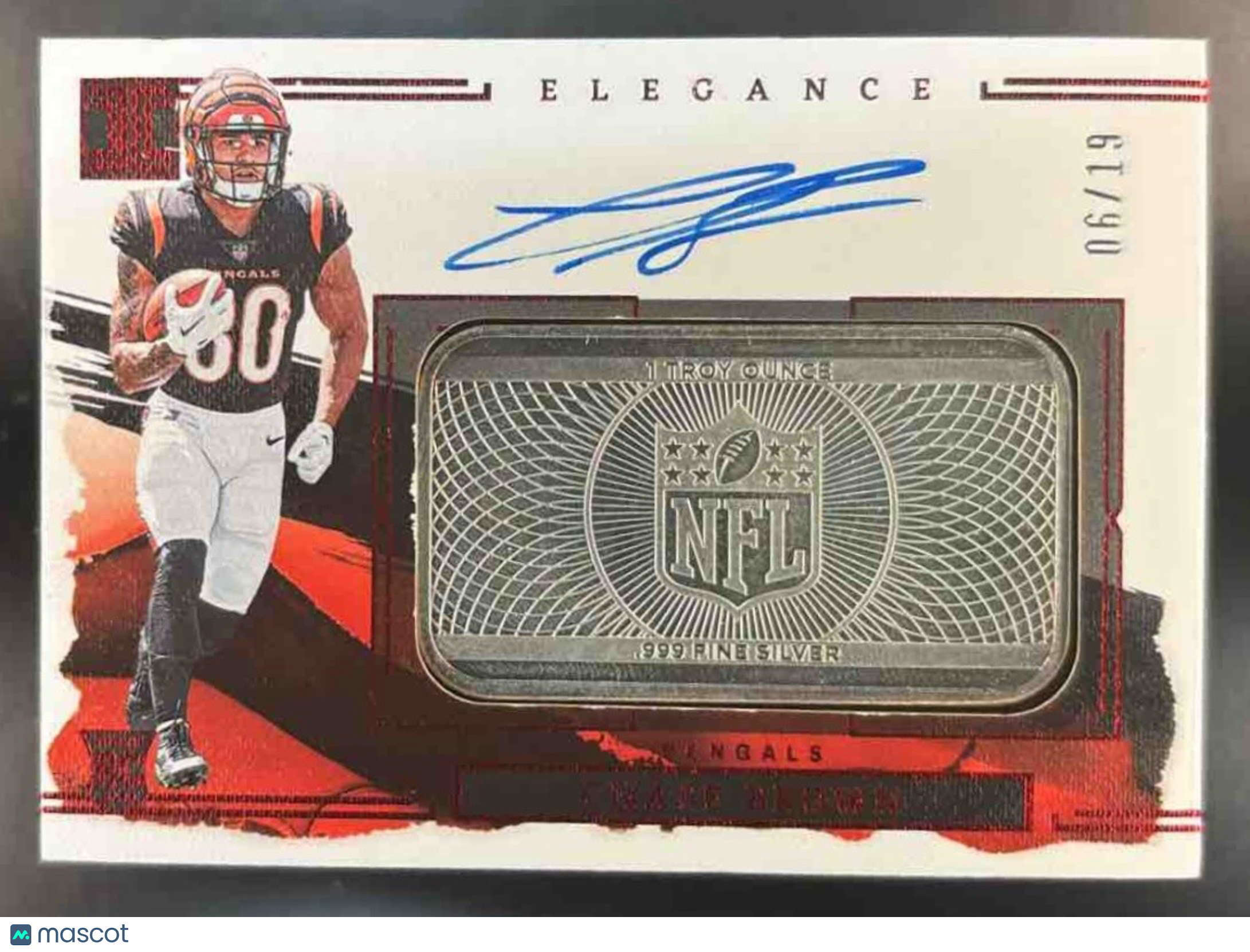 2023 Impeccable Chase Brown Elegance RC Silver Bar Auto /19 Cincinnati Bengals