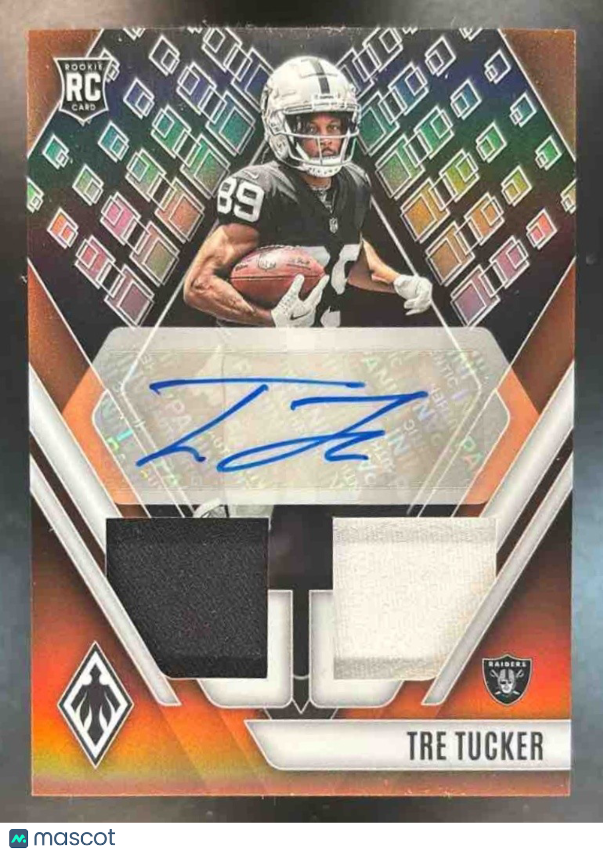 2023 Phoenix Tre Tucker Dual Patch Auto Orange /125 MEM RC Las Vegas Raiders