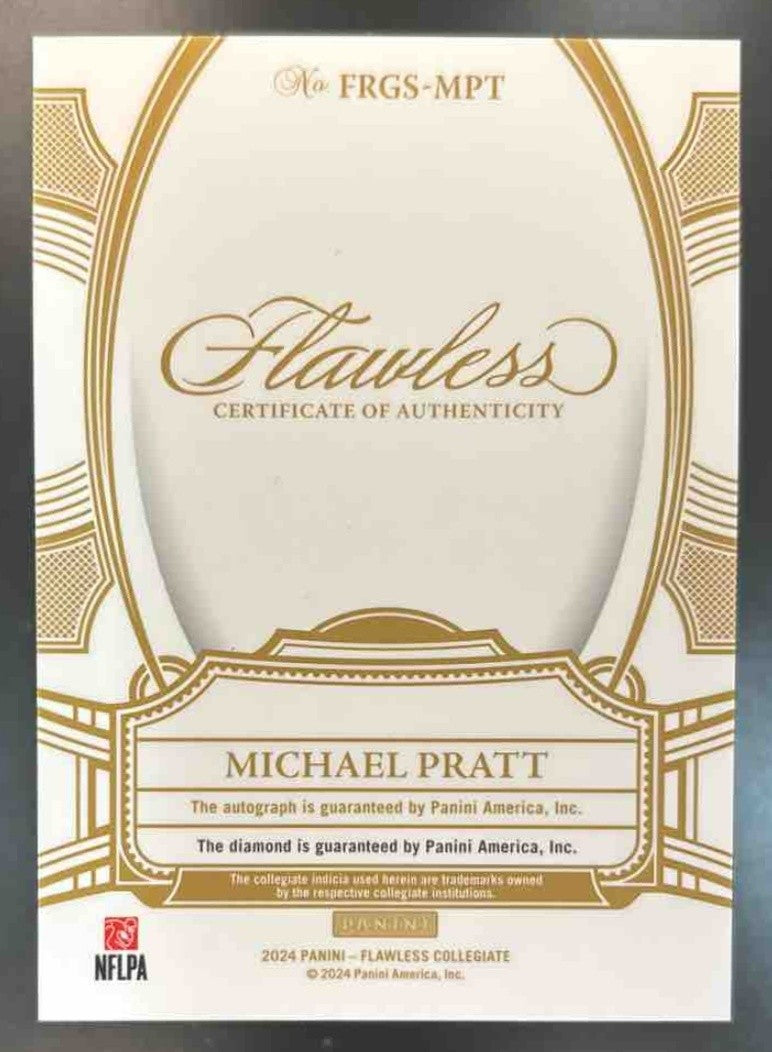 2024 National Treasures Collegiate Michael Pratt Diamond Auto /25 RC Auto