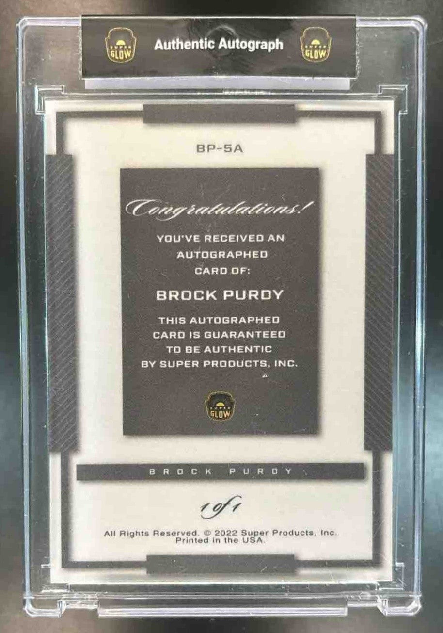 2022 Super Glow Signed Ticket Brock Purdy Lime Green Foil Rookie Auto 1/1 49ers