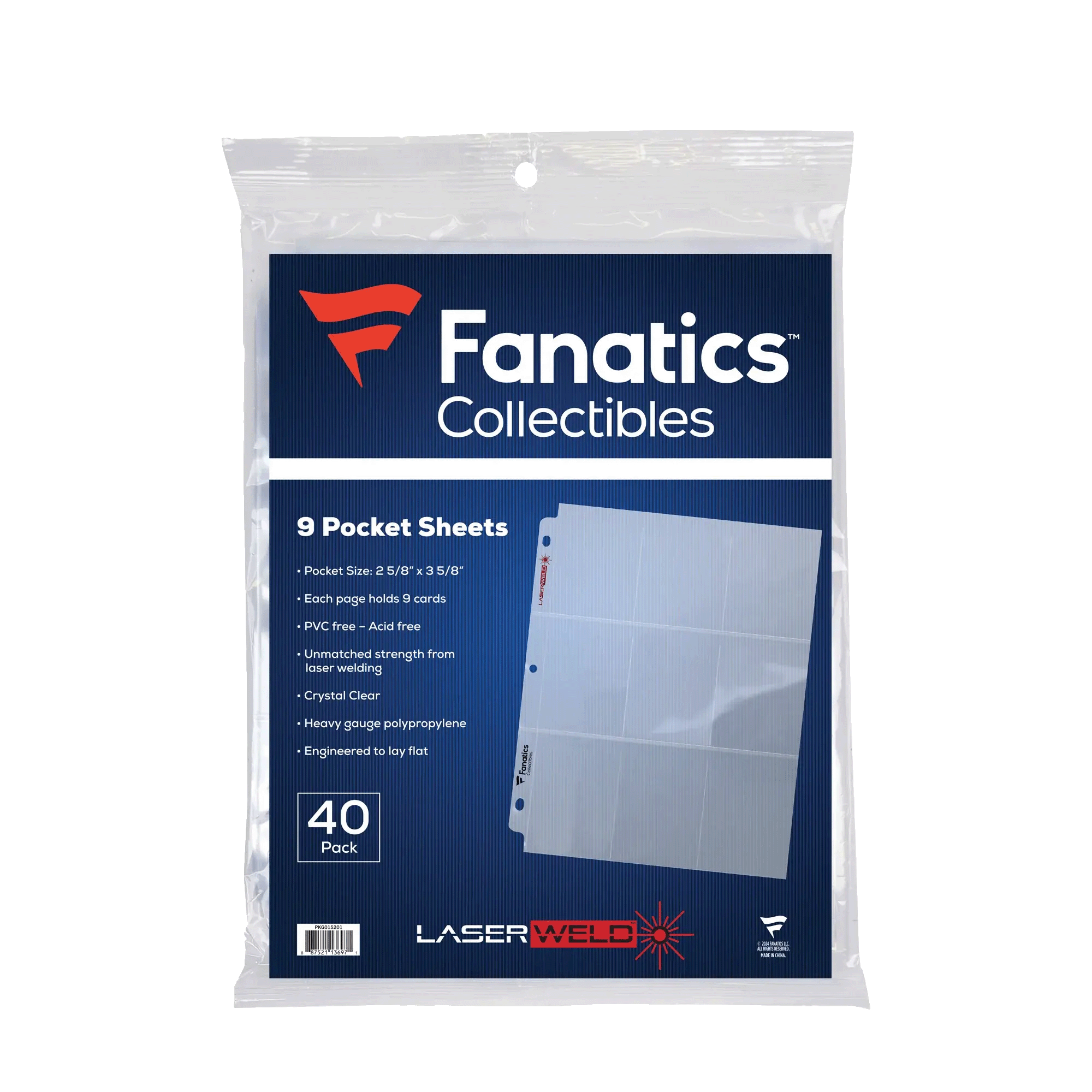 Fanatics 9 Pocket Binder Pages (40 count)