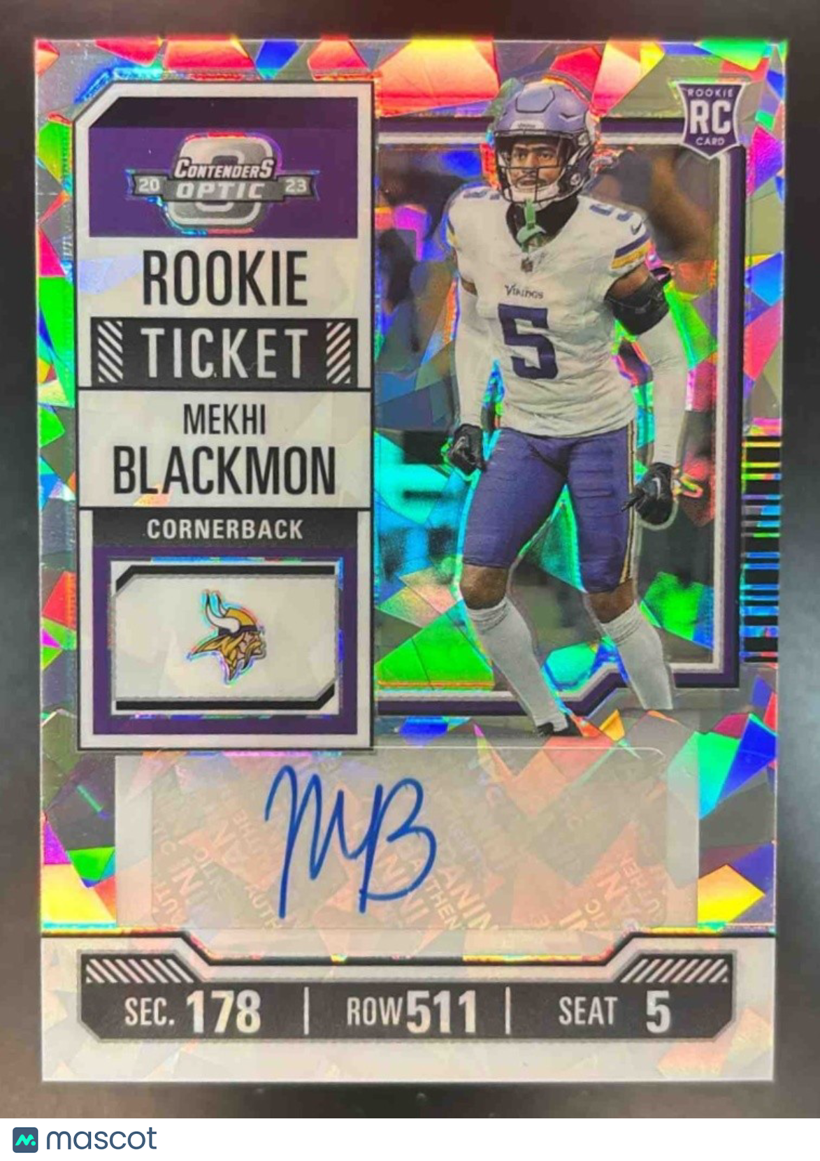 2023 Contenders Optic Mekhi Blackmon Cracked Ice /22 Auto RC Minnesota Vikings