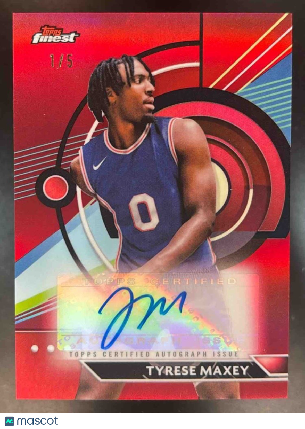 2023-24 Topps Finest Tyrese Maxey Auto Red Refractor 1/5 Philadelphia 76ers