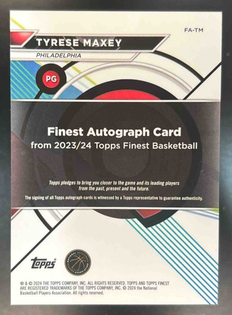2023-24 Topps Finest Tyrese Maxey Auto Red Refractor 1/5 Philadelphia 76ers