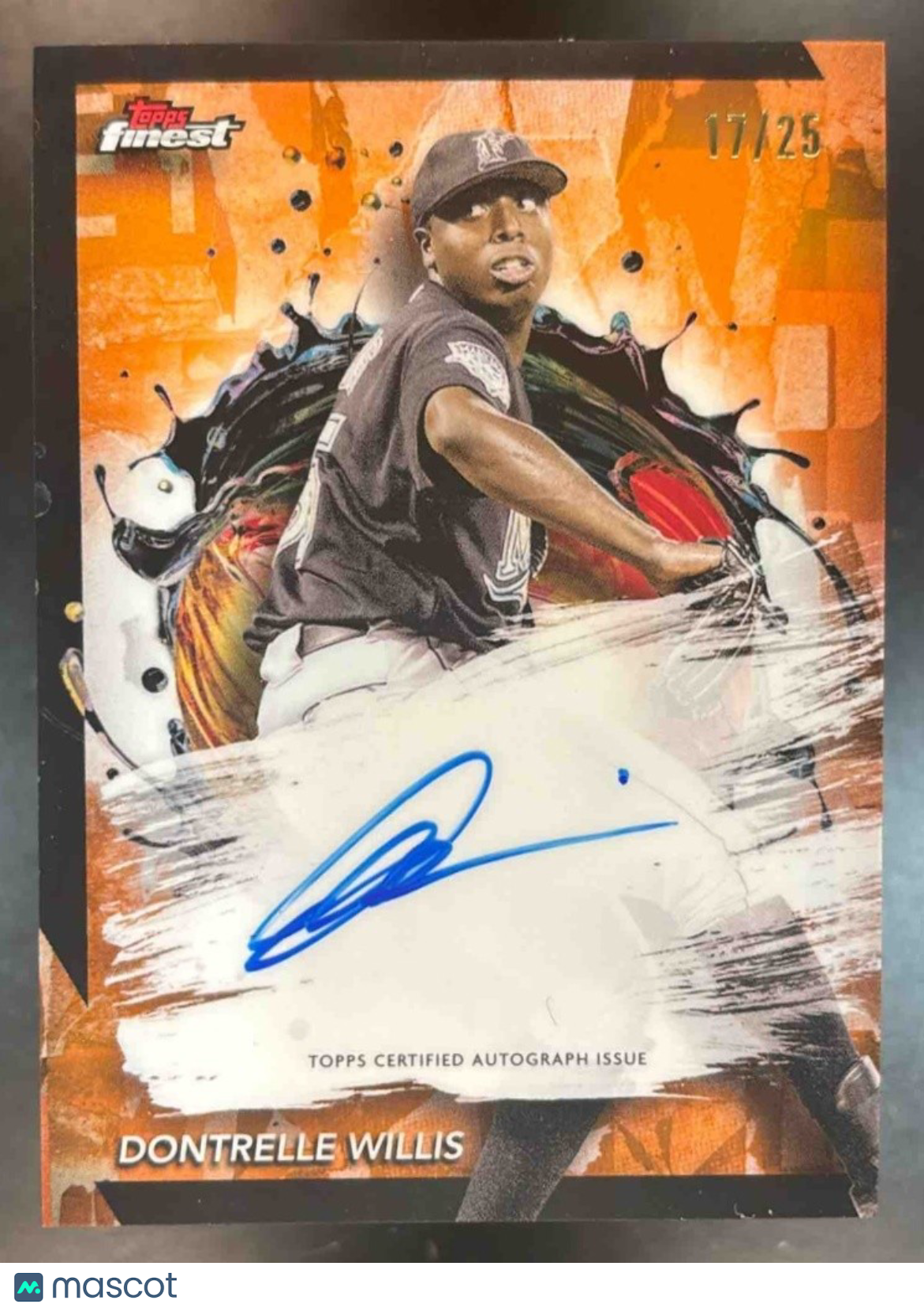 2024 Topps Finest Dontrelle Willis Auto Orange Refractor 17/25 #FA-DW