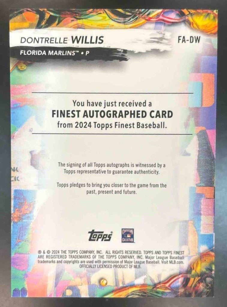 2024 Topps Finest Dontrelle Willis Auto Orange Refractor 17/25 #FA-DW