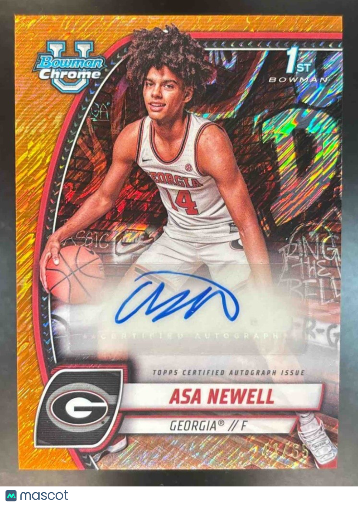 2024-25 Bowman University Chrome Asa Newell Prospect Auto Orange Shimmer /65 #8