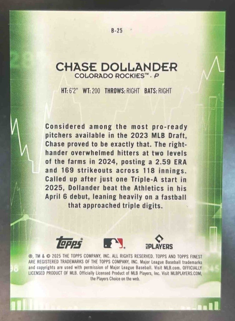 2025 Topps Finest Chase Dollander Bullish Red Refractor /5 RC Colorado Rockies