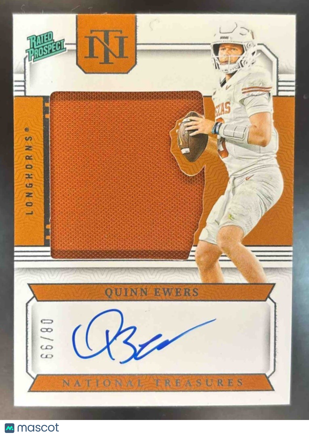 2024 National Treasures Collegiate Quinn Ewers Patch Auto /99 MEM Longhorns