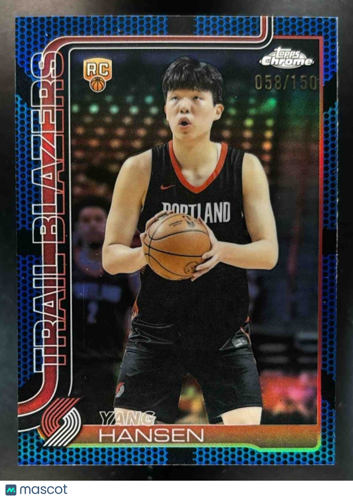 2025-26 Topps Chrome Yang Hansen Blue Basketball /150 #266 RC Trail Blazers