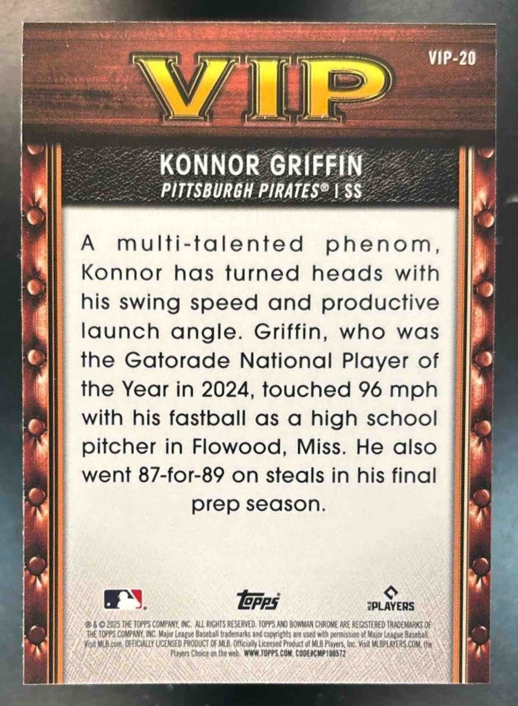 2025 Bowman Konnor Griffin Very Important Prospects Chrome Pirates