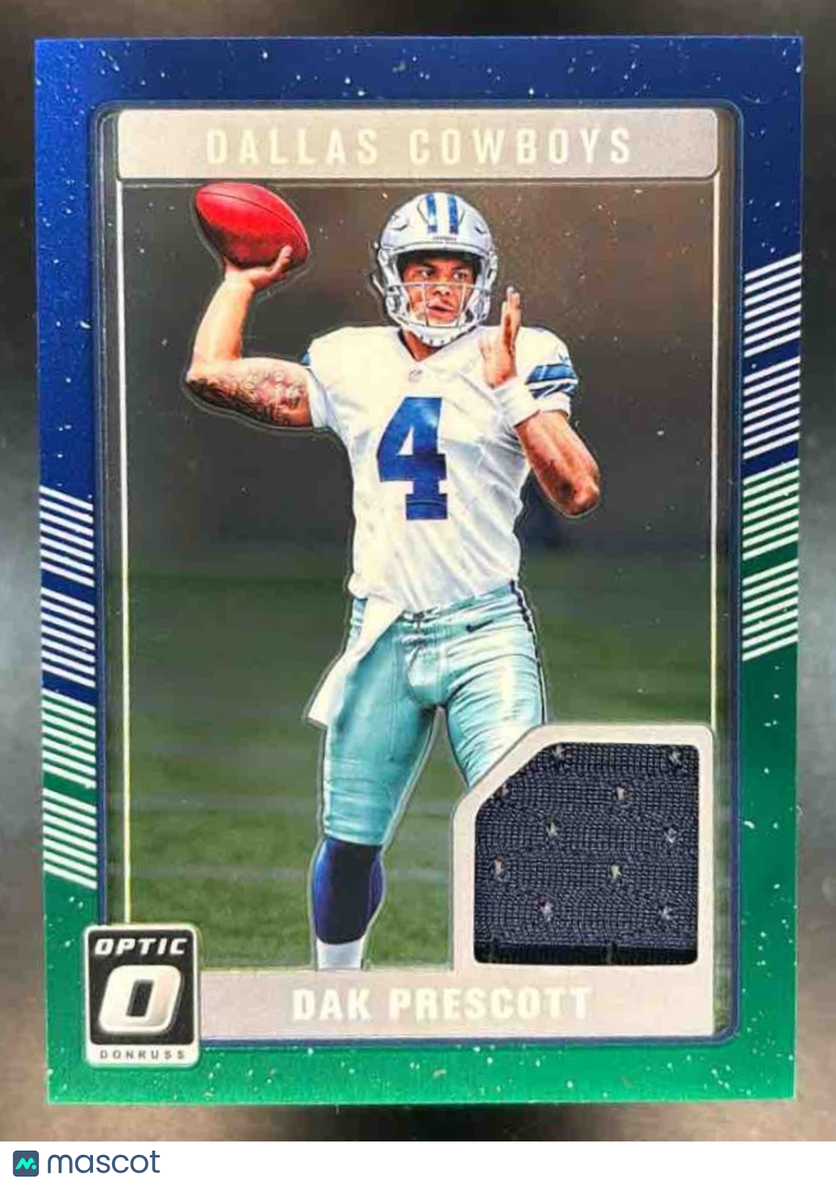 2016 Donruss Optic Dak Prescott Rookie Threads Blue And Green MEM RC Cowboys