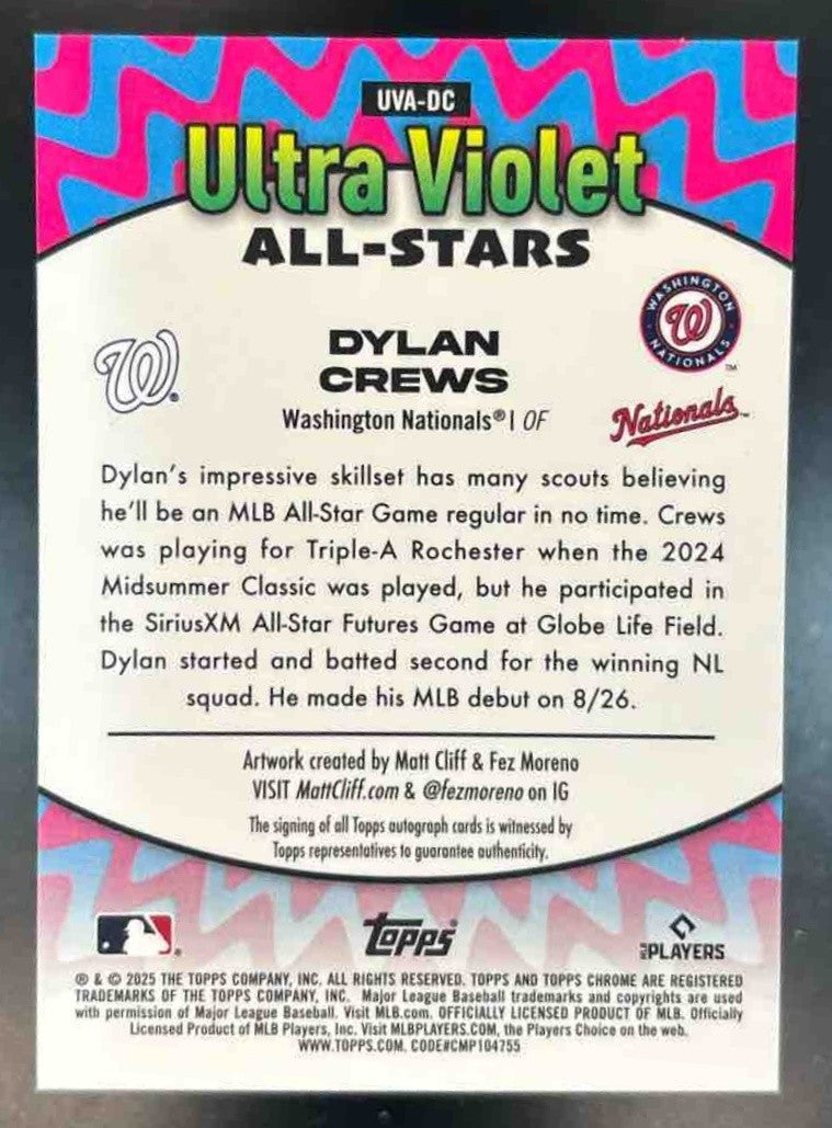 2025 Topps Chrome Dylan Crews Ultraviolet All-Stars Auto /49 RC National