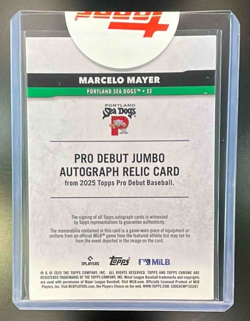 2025 Topps Pro Debut Marcelo Mayer Jumbo Auto Relics Chrome Gold Refractor /50