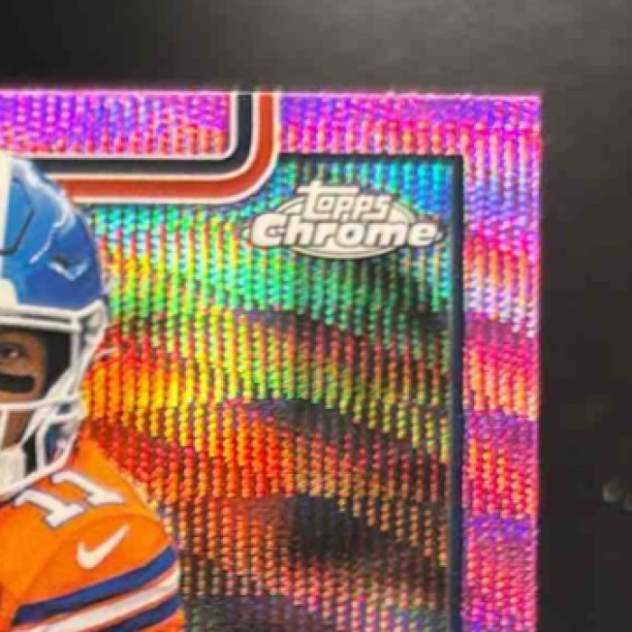 2025 Topps Chrome Troy Franklin Pink Wave Refractor /250 #91 Denver Broncos